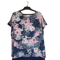 Tunika kimono z okrągłym dekoltem i pięknym różanym wzorem